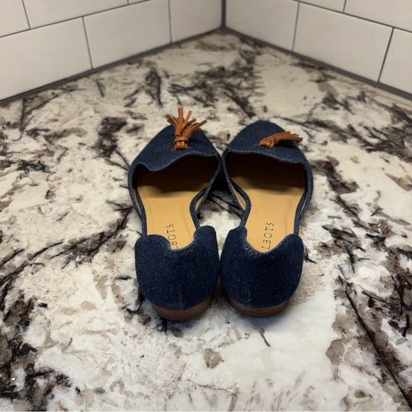 Talbots Spring Sienna Frannie D'orsay blye denim tassel loafers women's size 7.5 - Picture 2 of 7